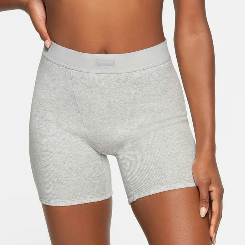 SKIMS Cotton Rib Boxer NWT - Small - Light Heather Grey